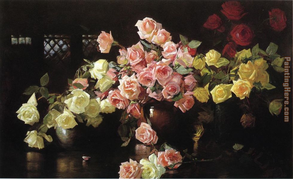 Roses painting - Joseph DeCamp Roses art painting